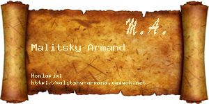 Malitsky Armand névjegykártya